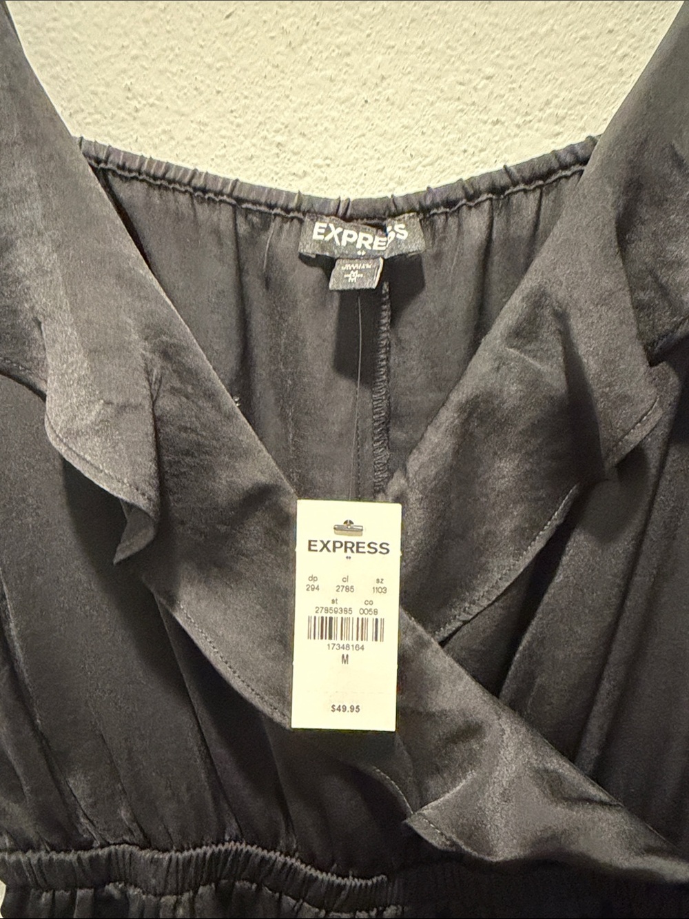 Express Black Ruffle-Trim Spaghetti Strap Dress - Picture 2 of 5
